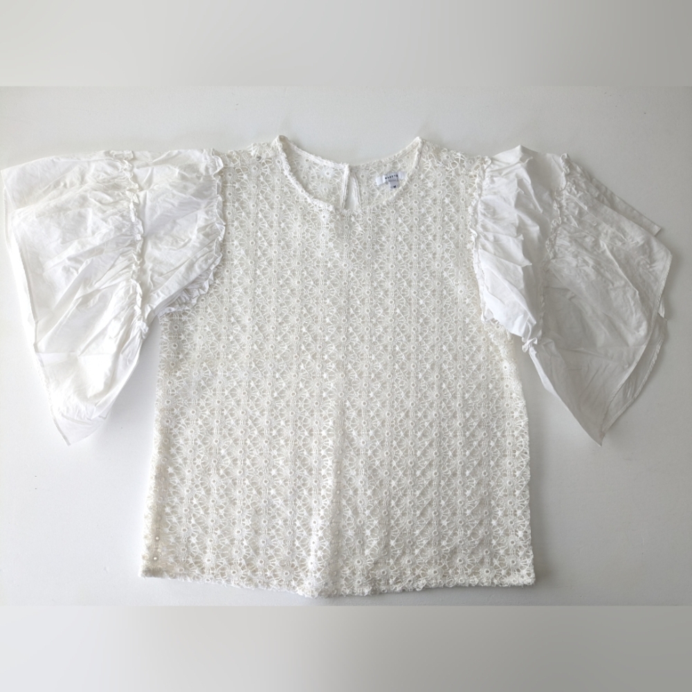 MAETTE Lace Statement Sleeve Blouse